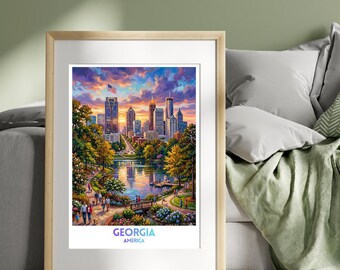Georgia, United States, America Travel Poster | Travel Print | Wall Art Print | City Poster | Travel Wall Decor Gift