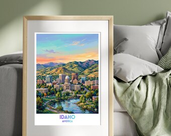 Idaho, United States, America Travel Poster | Travel Print | Wall Art Print | City Poster | Travel Wall Decor Gift