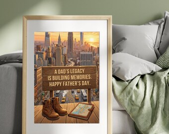 Happy Fathers Day, A Dads Legacy , New York Affirmation Poster, Print, Motivational Wall Art, Positive Mindset Decor, Fathers Day Gift