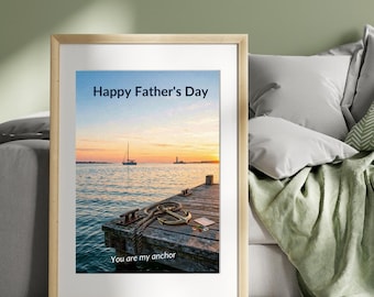 Happy Fathers Day, Sunset & Boat Affirmation Poster, Affirmation Print, Motivational Wall Art, Positive Mindset Decor, Fathers Day Gift