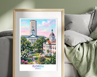Florida, United States, America Travel Poster | Travel Print | Wall Art Print | City Poster | Travel Wall Decor Gift