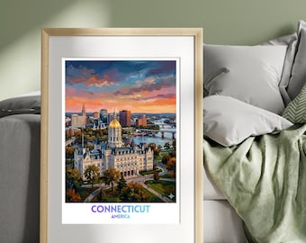 Connecticut, United States, America Travel Poster | Travel Print | Wall Art Print | City Poster | Travel Wall Decor Gift