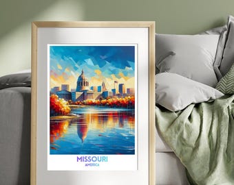 Missouri America Reiseplakat, lebendige Stadtbildwandkunstdruck