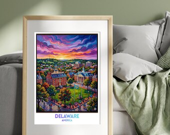 Delaware, United States, America Travel Poster | Travel Print | Wall Art Print | City Poster | Travel Wall Decor Gift