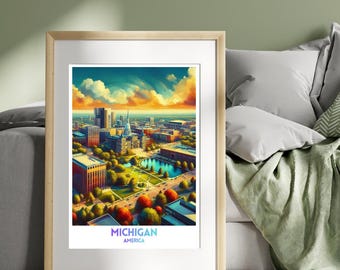 Missouri Amerika Reiseplakat, lebhaftes Stadtbild-Wand-Kunst-Druck