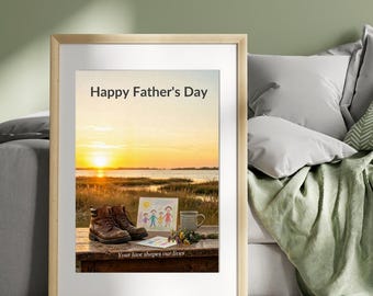 Happy Fathers Day, Lake, Sunset Affirmation Poster, Affirmation Print, Motivational Wall Art, Positive Mindset Decor, Fathers Day Gift