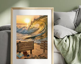 Happy Fathers Day, Dad, Surfer, Wave Affirmation Poster, Affirmation Print, Motivational Wall Art, Positive Mindset Decor, Fathers Day Gift