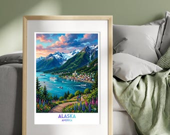 Alaska, United States, America Travel Poster | Travel Print | Wall Art Print | City Poster | Travel Wall Decor Gift