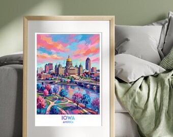 Iowa, United States, America Travel Poster | Travel Print | Wall Art Print | City Poster | Travel Wall Decor Gift