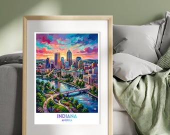 Indiana, United States, America Travel Poster | Travel Print | Wall Art Print | City Poster | Travel Wall Decor Gift