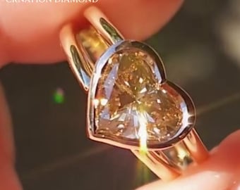 Heart Shape Diamond Engagement Ring, 14K Gold Split Shank Bezel Set Band Heart Cut Ring , Gift For Her