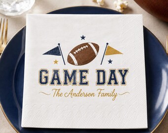 Servilletas de cóctel personalizadas para el día del partido, decoración personalizada para fiestas previas al partido de fútbol americano.