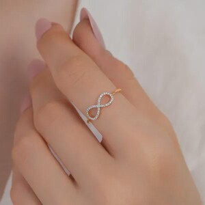 Infinity 0.95 TW Round Lab Grown Diamond Wedding Band, Stackable Ring, 18K Vermeil Jewelry, Anniversary Gift, Infinity Love Knot Ring