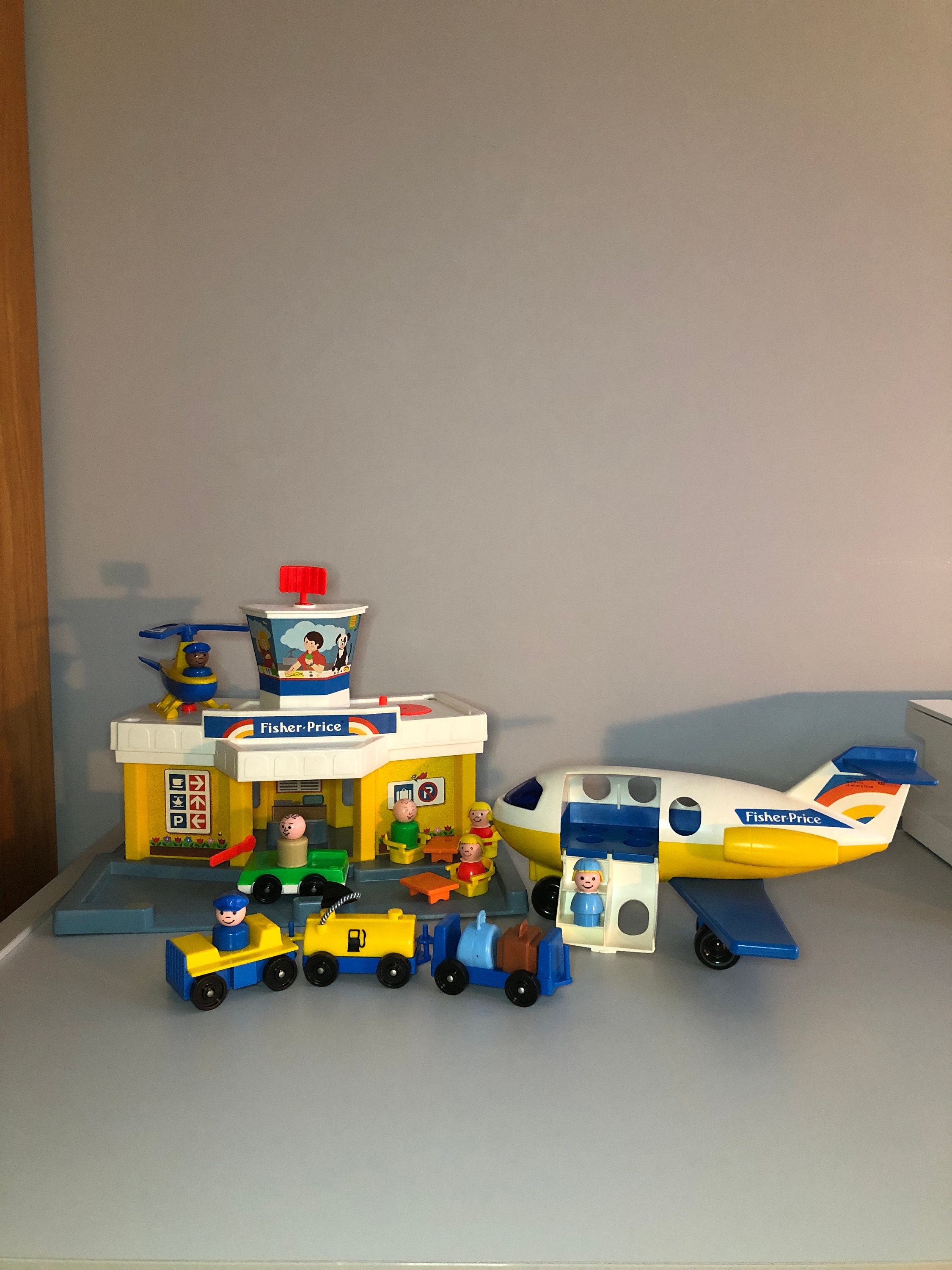 Vintage Fisher Price 1980 Little People Play Family Airport Etsy