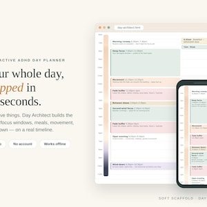 ADHD Daily Planner | Interactive Day Map | Medication Routine Planner | No App, Works Offline | Neurodivergent Executive Function