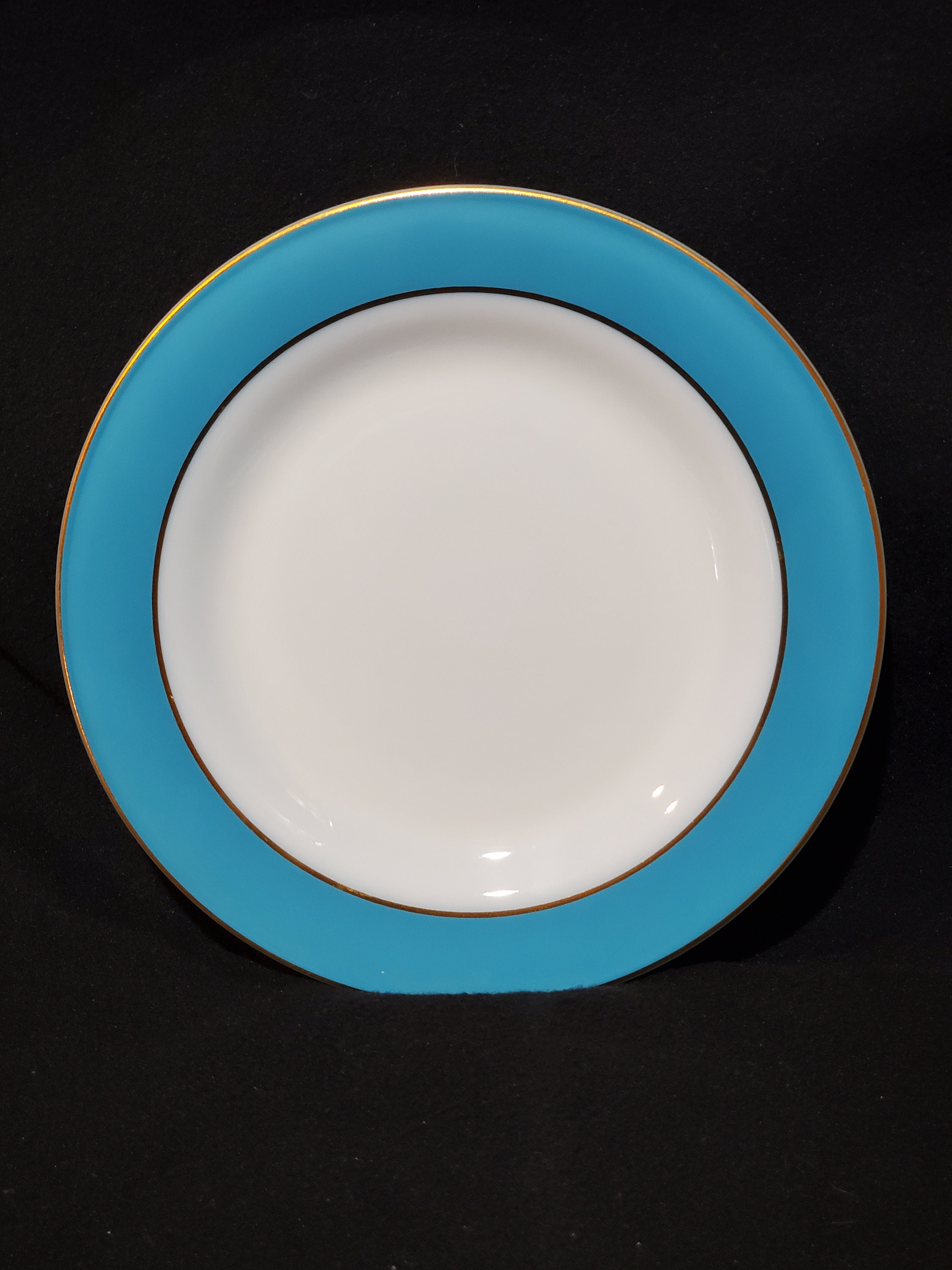 Pyrex Dinner Plate 10 Milk Glass Turquoise Banded Etsy UK