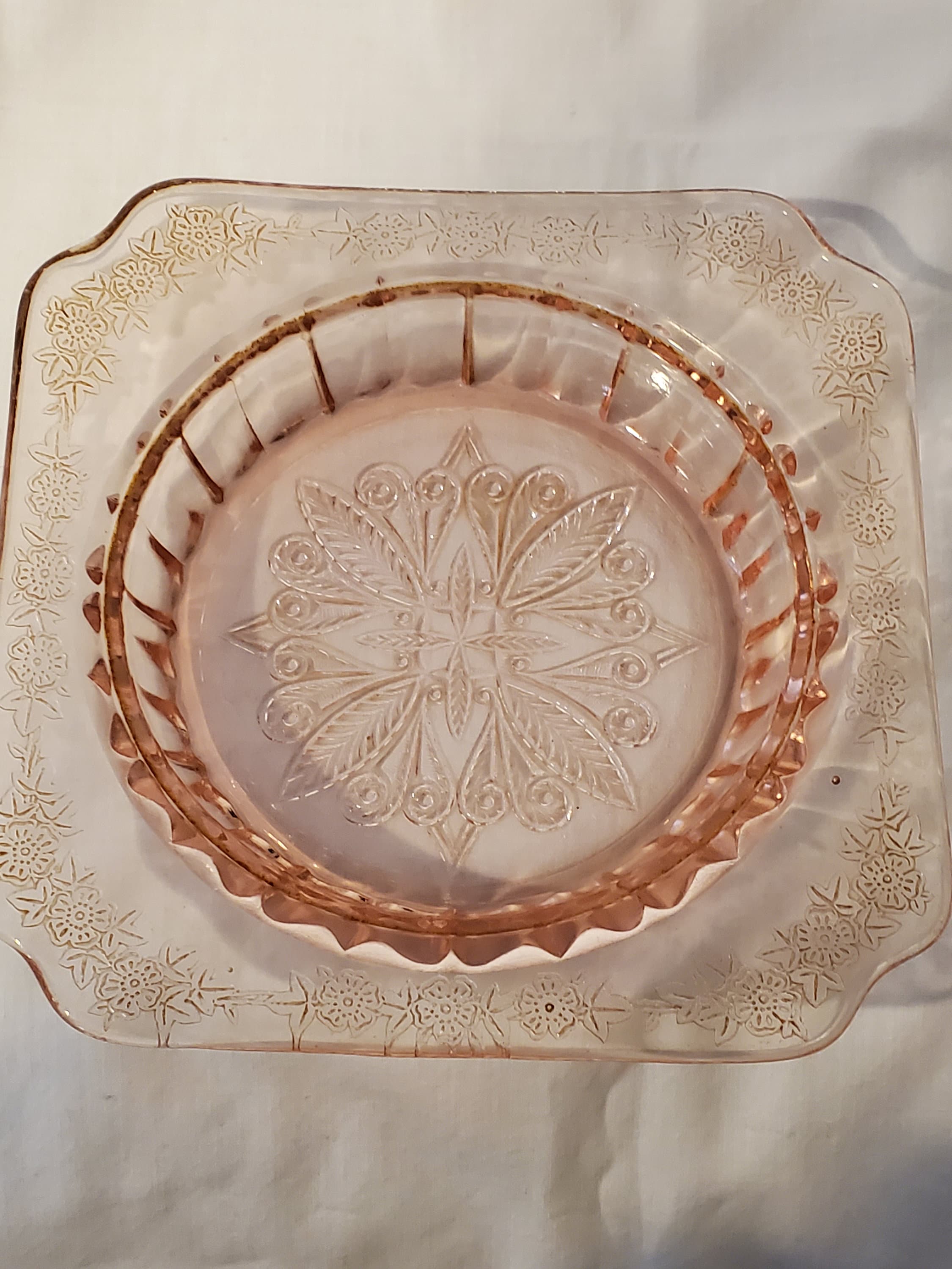 Glass Vintage Butter Dish Bottom Adam Pink Etsy Ireland