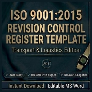 Plantilla de registro de control de revisiones ISO 9001:2015 / Registro de cambios de documentos, Word editable
