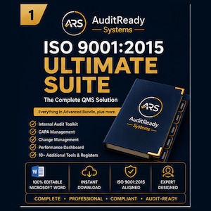 ISO 9001:2015 Ultimate Suite | Complete Quality Management System, Internal Audit, Corrective Action, Editable QMS Templates