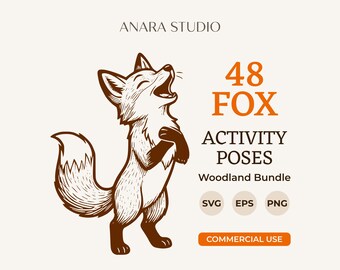 48 Waldfuchs-SVG-Aktivitätsposen-Bundle | Tier-Cliparts