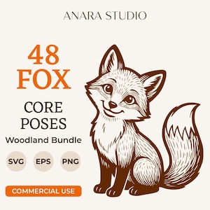 48 Woodland Fox SVG Core Poses Bundle | Animal Clipart