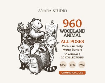 960 Waldtier-SVG-Dateien (alle Posen) – Mega-Bundle | 10 Waldtier-Cliparts