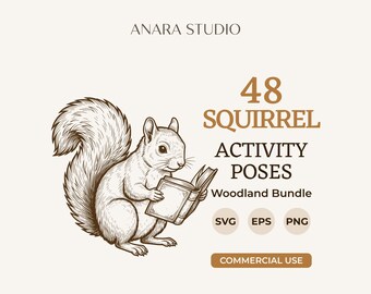 48 SVG-Aktivitätsposen mit Waldhörnchen | Tier-Cliparts