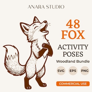 48 Waldfuchs-SVG-Aktivitätsposen-Bundle | Tier-Cliparts