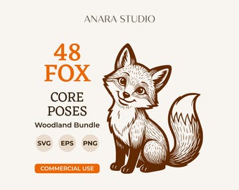 48 Waldfuchs-SVG-Figuren (Grundposen) | Tier-Cliparts