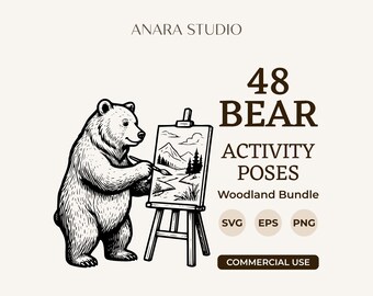 48 Waldbär-SVG-Aktivitätsposen-Bundle | Tier-Cliparts