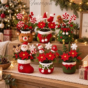 Crochet Christmas Tabletop Decor, Handmade Holiday Shelf Ornament, Santa Reindeer Snowman Decor, Cozy Christmas Gift
