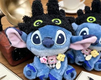 Toothless Stitch plush keychain, cute bag charm, backpack plush toy, kawaii purse decor, gift accessory set v1