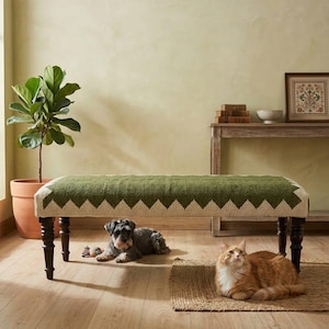 Gestoffeerde Kilim-bank, luxe ottomaanse bank, boho-bank voor de slaapkamer, ottomaanse bank in Zuidwest-Amerikaanse stijl, bank voor de hal, handgemaakte meubels