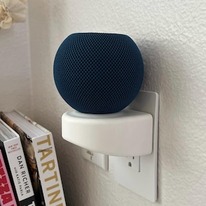 HomePod mini outlet stand • black, white, gray, blue, yellow, and orange