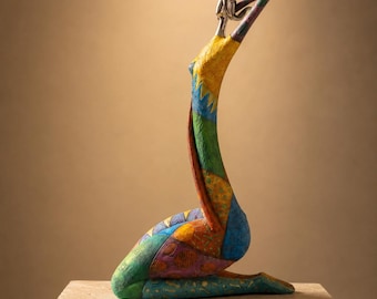 Kleurrijk yogabeeld, abstract meditatiebeeldje, moderne kunst woonaccessoire