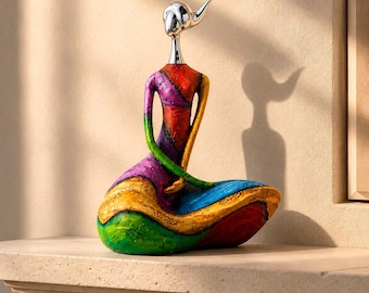 Abstract Woman Sculpture – Colorful Modern Art Decor