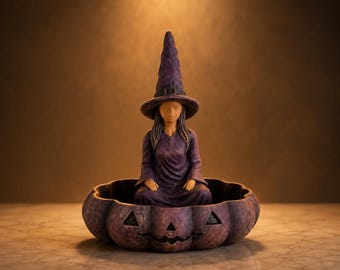 Bandeja de calabaza de bruja hecha a mano / Decoración de Halloween estilo Witchcore / Escultura de otoño