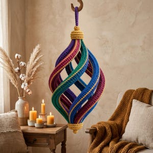 Triple Helix Crochet Wind Spinner Pattern PDF, 3D Spiral Hanging Decor Tutorial
