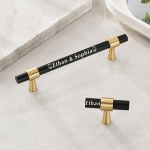 Modern Brass Cupboard Pull: Black & Gold Hardware, Light Luxury Drawer Handle