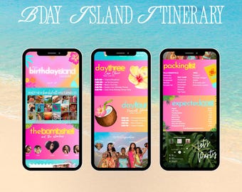 Tropical Birthday Island Itinerary, Island Love Theme, Custom Canva Template, I've Got A Text