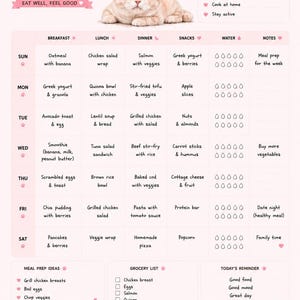 Meal Planner Bundle | Weekly & Monthly Meal Planner | GoodNotes Planner | Printable PDF | A4 Digital Download | Munchkin Cat