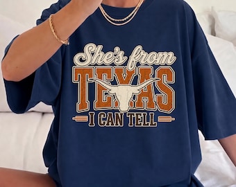 She's From Texas Shirt, Comfort Colors Western Tee, Retro Longhorn Texas Sweatshirt, Southern Girl Country Shirt