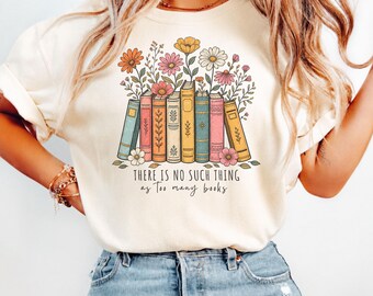 Comfort Colors® Floral Book Shirt, Book Lover T-Shirt, Bookworm Tee, Librarian Gift, Reading Shirt, Bookish Teacher Gift