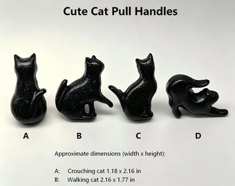 Tiradores de hierro fundido con forma de gato, pomo de hierro fundido con forma de gato, pomo de armario con forma de animal, tirador de cajón, tirador de un solo agujero, pomos de estilo vintage, tiradores con forma de animal