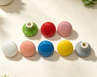 Herzförmiger/pilzförmiger Keramikknopf, bonbonfarbener, herzförmiger Schrankknopf, leuchtend farbig, geeignet für Schubladen in Kinderzimmern