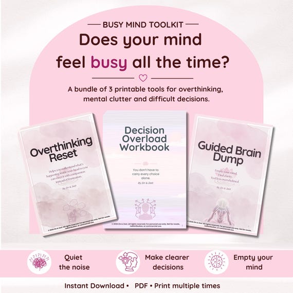 Busy Mind Toolkit | Overthinking, Decision Clarity, Brain Dump Printables (Digital Download)