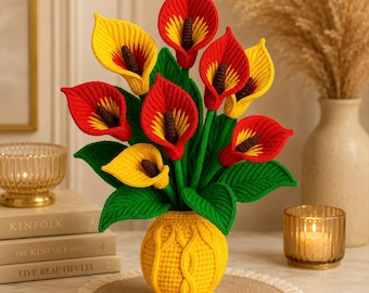 Crochet Calla Lily Bouquet Pattern PDF | Amigurumi Flower Arrangement & Vase | Home Decor Crochet Pattern | Housewarming Gift DIY