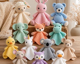 Baby Lovey Crochet Pattern PDF | Crochet Security Blanket Pattern | Amigurumi Animal Lovey | Baby Comforter Pattern, Easy Download