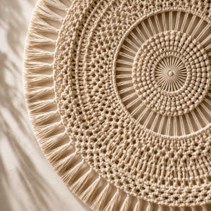Mandala Wall Hanging Crochet Pattern PDF, Macrame Look Round Boho Wall Decor, Sunburst Fringe, US Terms, Beginner Friendly image 5
