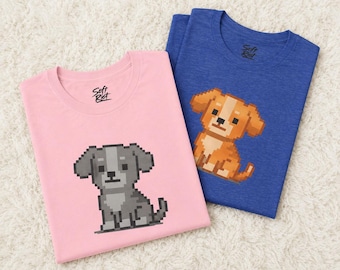 Chemise pour chien chiot pixel | T-shirt gaming rétro 8 bits pour amoureux des animaux de compagnie